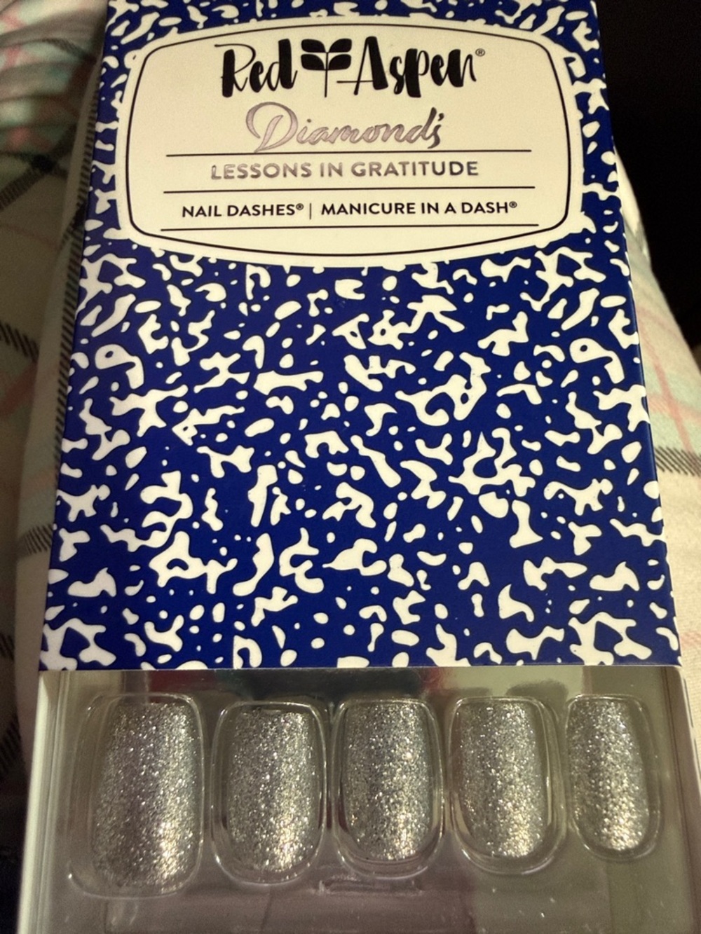 Red Aspen Diamond Silver Glitter Nail Dashes